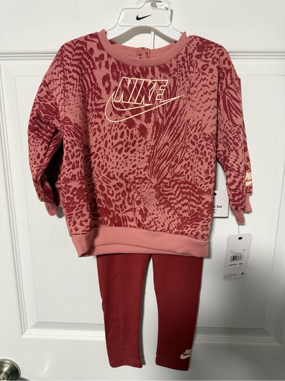 Nike Rose and Deep Rose Animal Print Sweatshirt Set